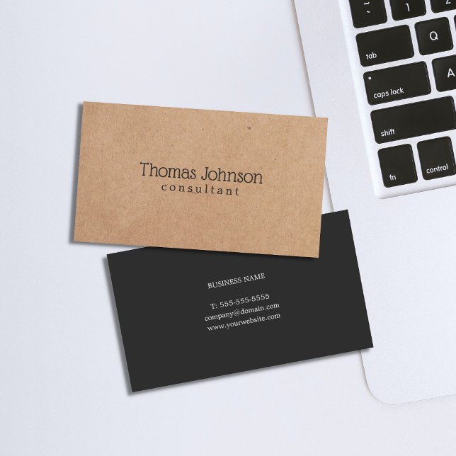 Modern Elegant PRINTED Kraft Dark Grey Consultant Business Card (Creator Uploaded)