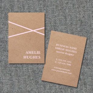 Modern Elegant Printed Kraft Paper Rose Lines Business Card
