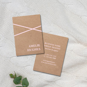Modern Elegant Printed Kraft Paper Rose Lines Business Card