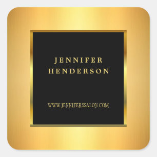 Modern elegant professional black and gold square sticker