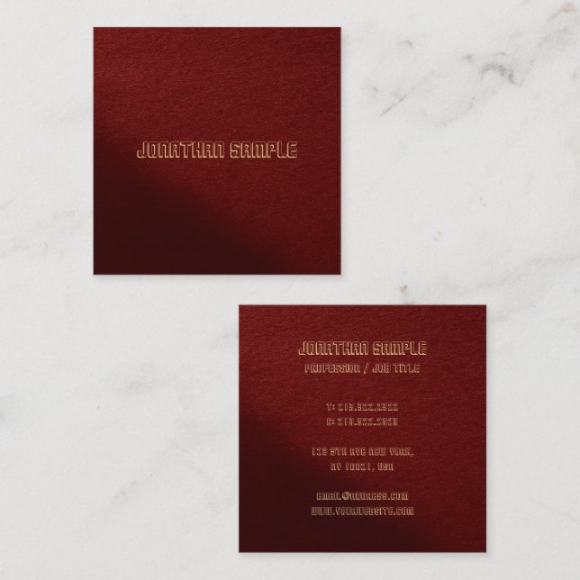 Modern Elegant Professional Custom Template Square Business Card (Front/Back)