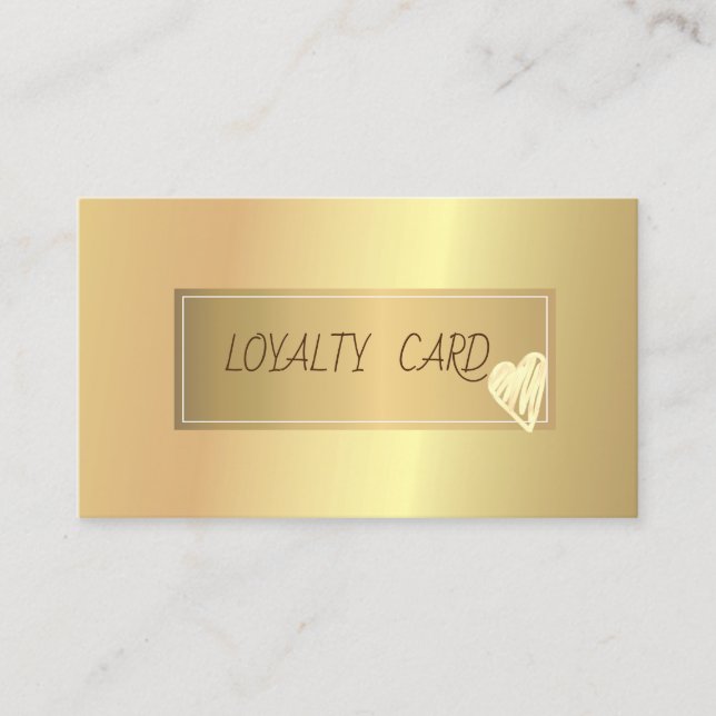Modern Elegant Professional Frame, Gold  Hearts Loyalty Card (Front)