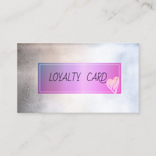 Modern Elegant Professional Frame, Hearts Mettalic Loyalty Card (Front)