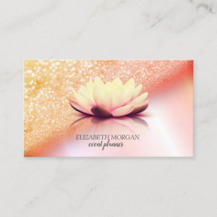 Modern Elegant Professional Glitter Bokeh Lotus Business Card