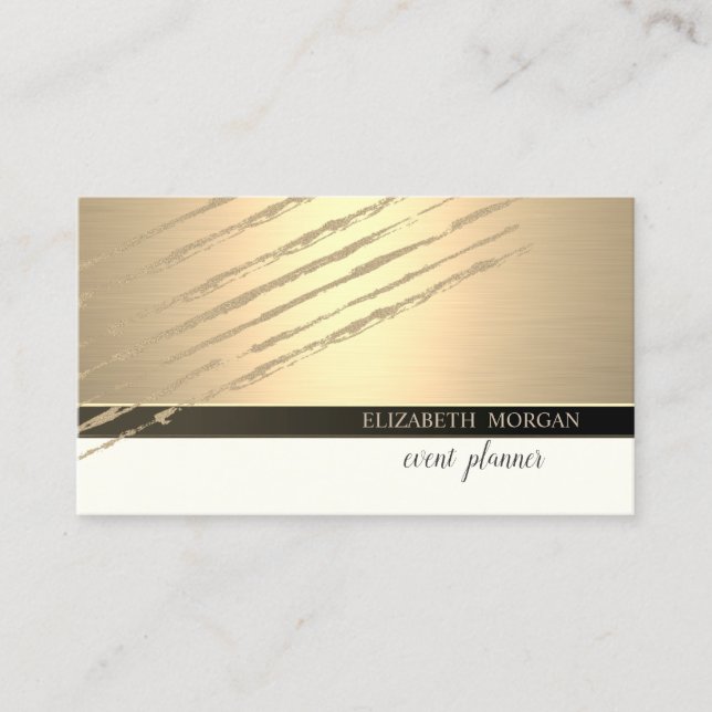 Modern Elegant Professional, Glitter Stripes Business Card (Front)