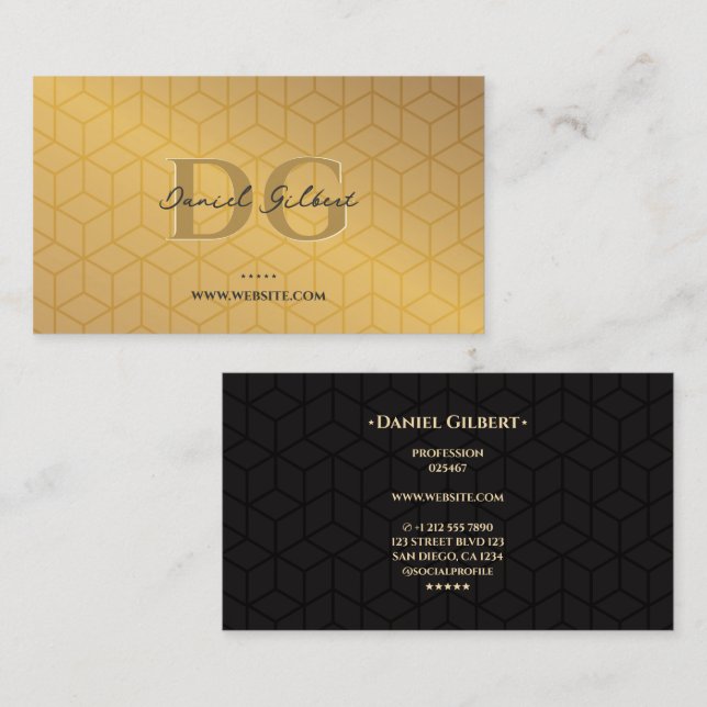 Modern Elegant Professional Gold Geometric Business Card (Front/Back)