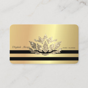 Modern Elegant Professional Gold Lotus,Striped Business Card