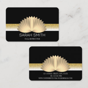 Modern Elegant Professional golden, lotus flower Business Card