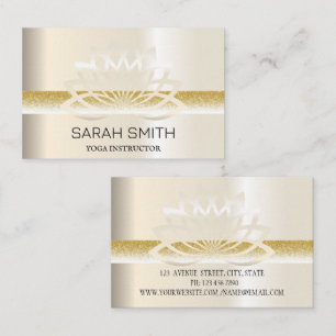 Modern Elegant Professional golden, lotus flower Business Card
