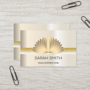 Modern Elegant Professional golden, lotus flower Business Card