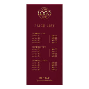 Modern Elegant Professional Logo Menu Price List