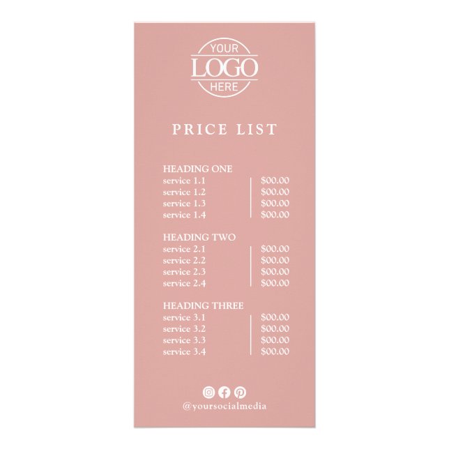 Modern Elegant Professional Logo Menu Price List (Front)