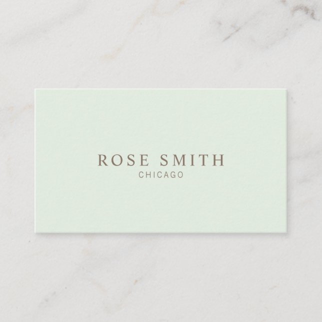 Modern Elegant Professional Mint Green Business Card (Front)