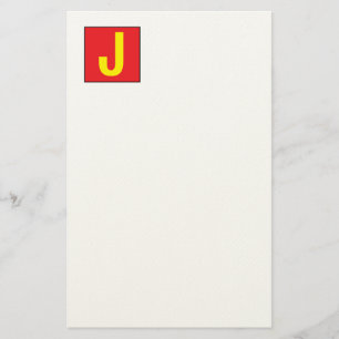 Modern Elegant Professional Monogram Red Yellow Stationery