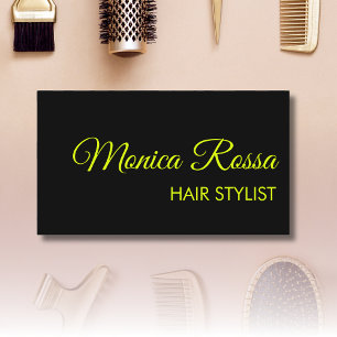 Modern Elegant Professional Neon Chartreuse Black Business Card