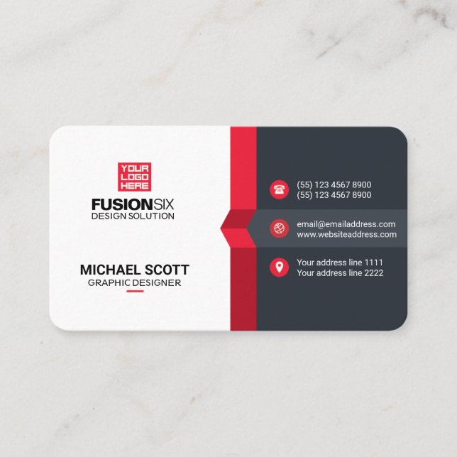 Modern Elegant Professional - red Business Card (Front)
