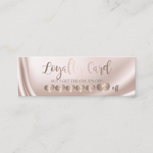 Modern Elegant Professional  Rose Gold Hearts, Loyalty Card (Front)