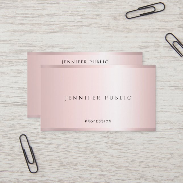 Modern Elegant Professional Rose Gold Luxury Silk Business Card (Front/Back In Situ)
