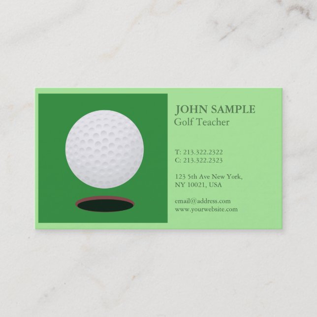 Modern Elegant Professional Simple Design Golf Business Card (Front)