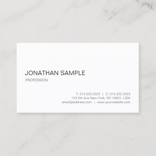 Modern Elegant Professional White Simple Design Business Card (Front)