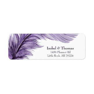 Modern Elegant Purple Boho Feather Return Address