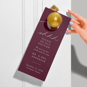 Modern Elegant Purple Do Not Disturb Wedding Door Hanger