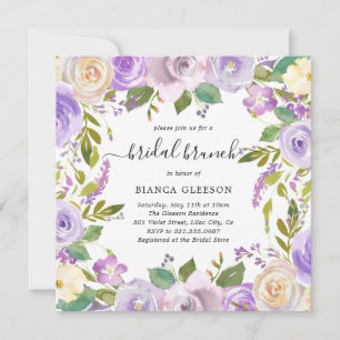 Modern Elegant Purple Floral Bridal Brunch Invitation