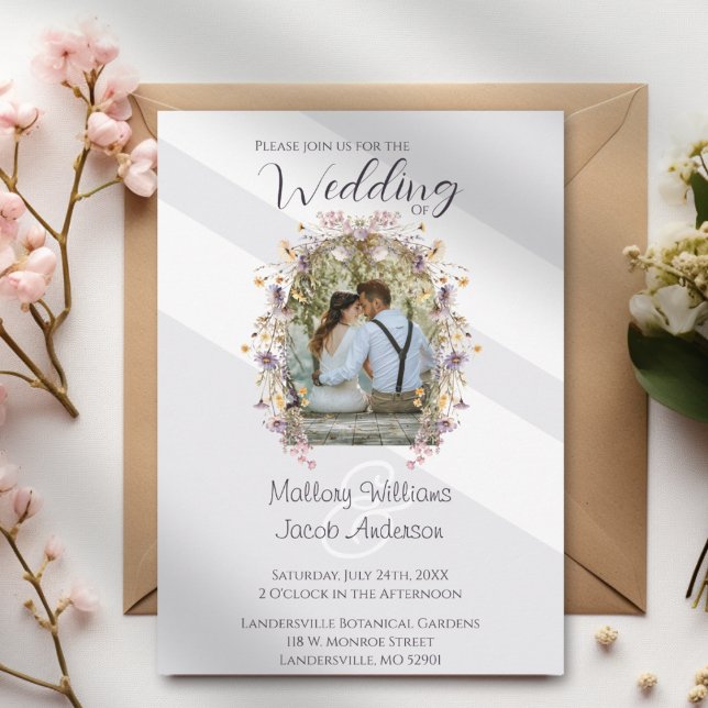 Modern Elegant Purple Floral Photo Arch Wedding Invitation (Modern Elegant Purple Floral Photo Arch Wedding Invitation)