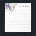 Modern Elegant Purple Floral Watercolor Desk Notepad<br><div class="desc">Modern Elegant Purple Floral Watercolor Desk Notepad
The design features hand painted watercolor purple & violet hues florals.</div>