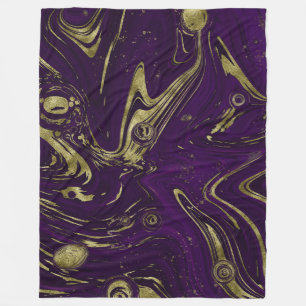 Modern Elegant Purple & Gold Marble Swirl   Fleece Blanket
