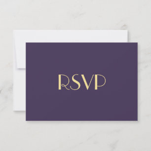 Modern Elegant Purple Gold RSVP Invitation Card