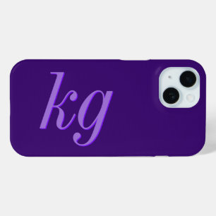 Modern Elegant Purple Monogram Initials iPhone 15 Case