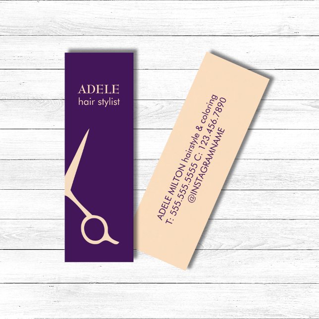 Modern Elegant Purple Pastel Scissors Hair Mini Business Card (Creator Uploaded)