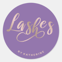 Modern elegant purple & rose gold lashes extension
