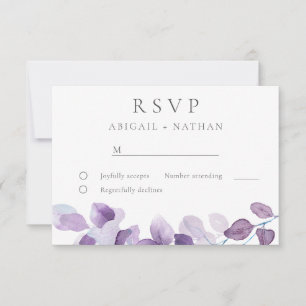 Modern Elegant Purple Watercolor Wedding RSVP Card