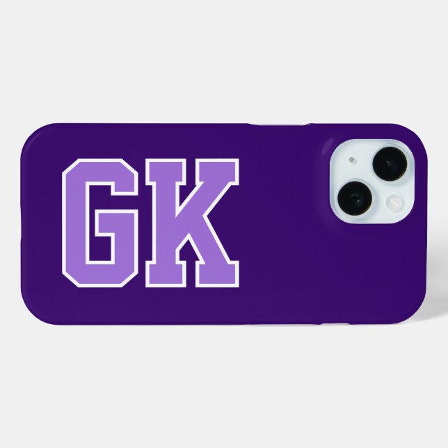 Modern Elegant Purple White Monogram Initials Case-Mate iPhone Case (Back (Horizontal))