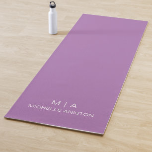 Modern Elegant Purple White Monogram Minimalist Yoga Mat