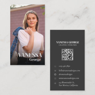 Modern Elegant QR Code Custom Photo Professional Business Card