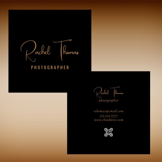 Modern Elegant QR Code Professional  Square Business Card (Creator Uploaded)