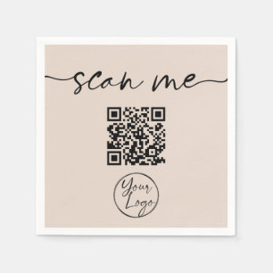 Modern Elegant QR Code Tan Napkin