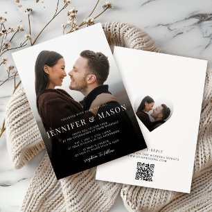 Modern Elegant QR RSVP Website Wedding Photo Invitation