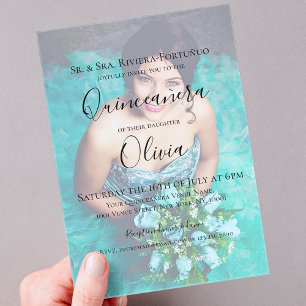 Modern Elegant Quinceanera 15th Birthday Photo Acrylic Invitations