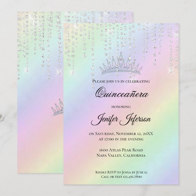Modern elegant Quinceanera Invitation (Front/Back)