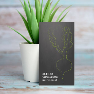 Modern Elegant Radish Grey Green Business Card