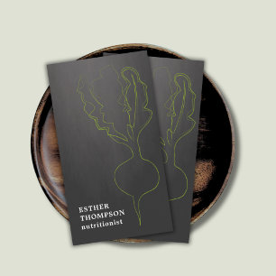 Modern Elegant Radish Grey Green Business Card