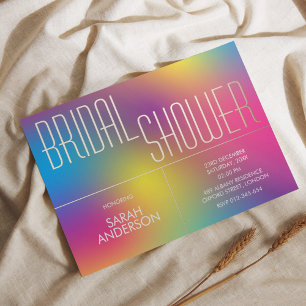 Modern Elegant Rainbow Holographic Bridal Shower