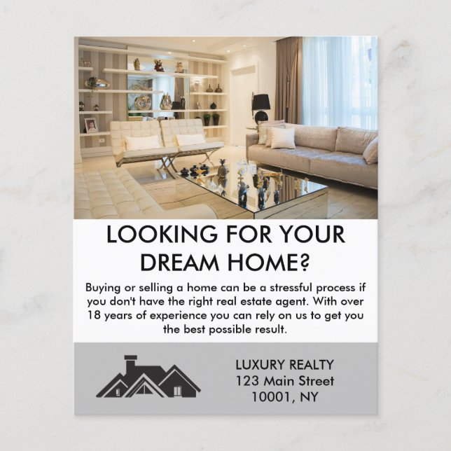 Modern Elegant Real Estate Agent Personalised  Flyer (Front)