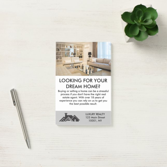 Modern Elegant Real Estate Agent Personalised  Post-it Notes (Office)