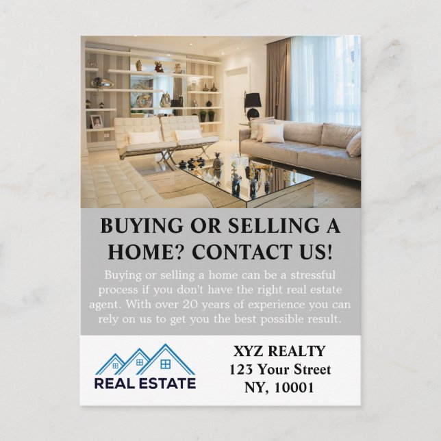 Modern Elegant Real Estate Agent Realty Photo Postcard (Front)