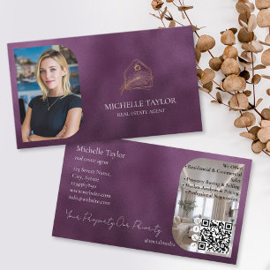 Modern Elegant Real Estate Realtor Photo Gold Business Card